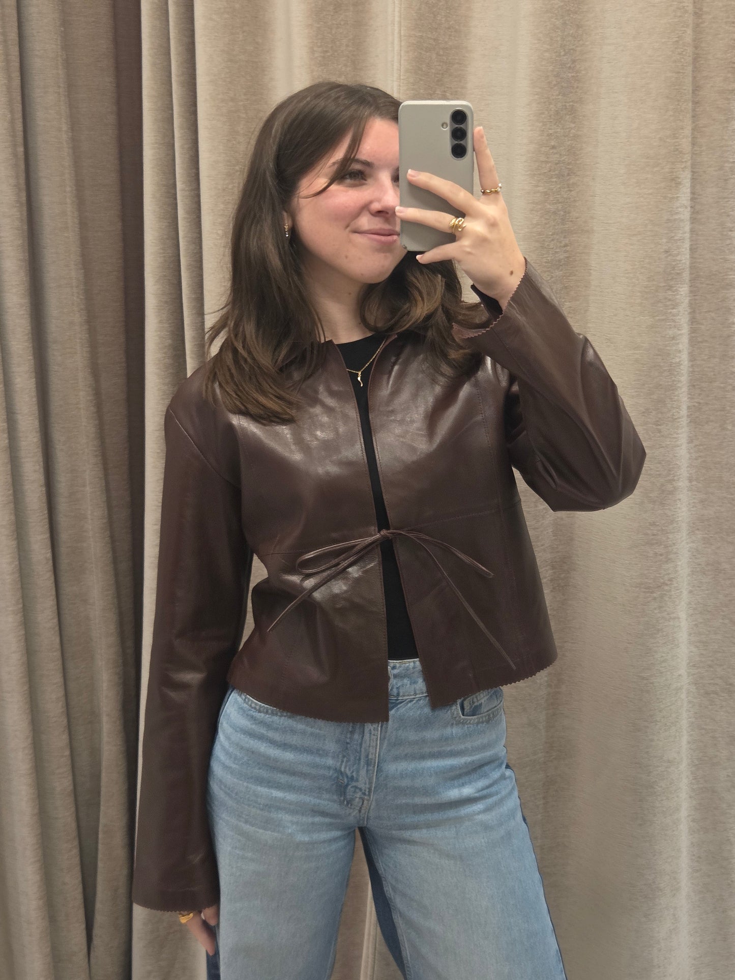 Veste cuir P6001 marron