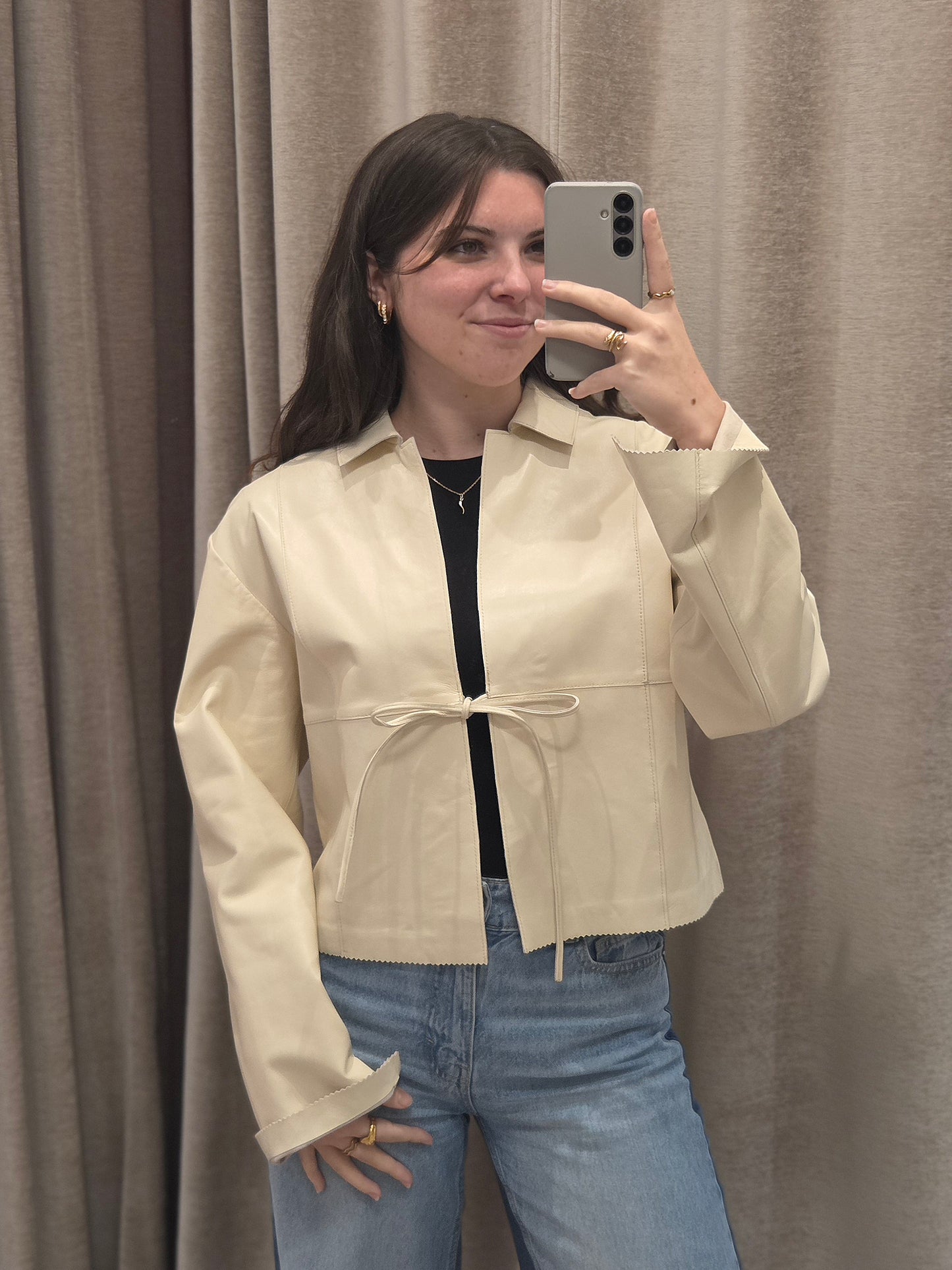 Veste cuir P6001 écru