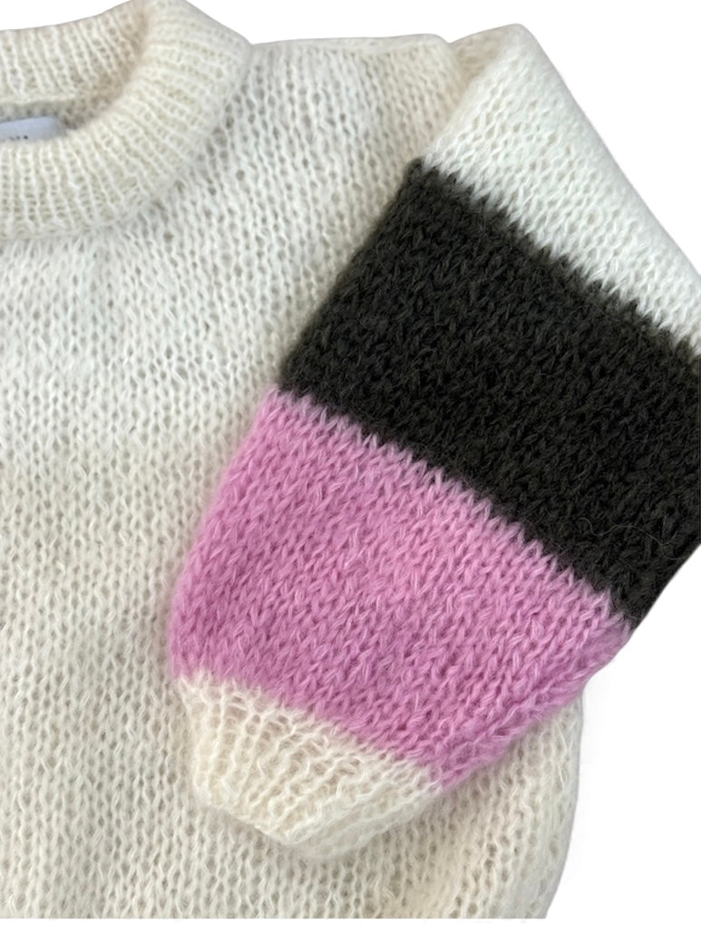 Pull custom écru/kaki/rose