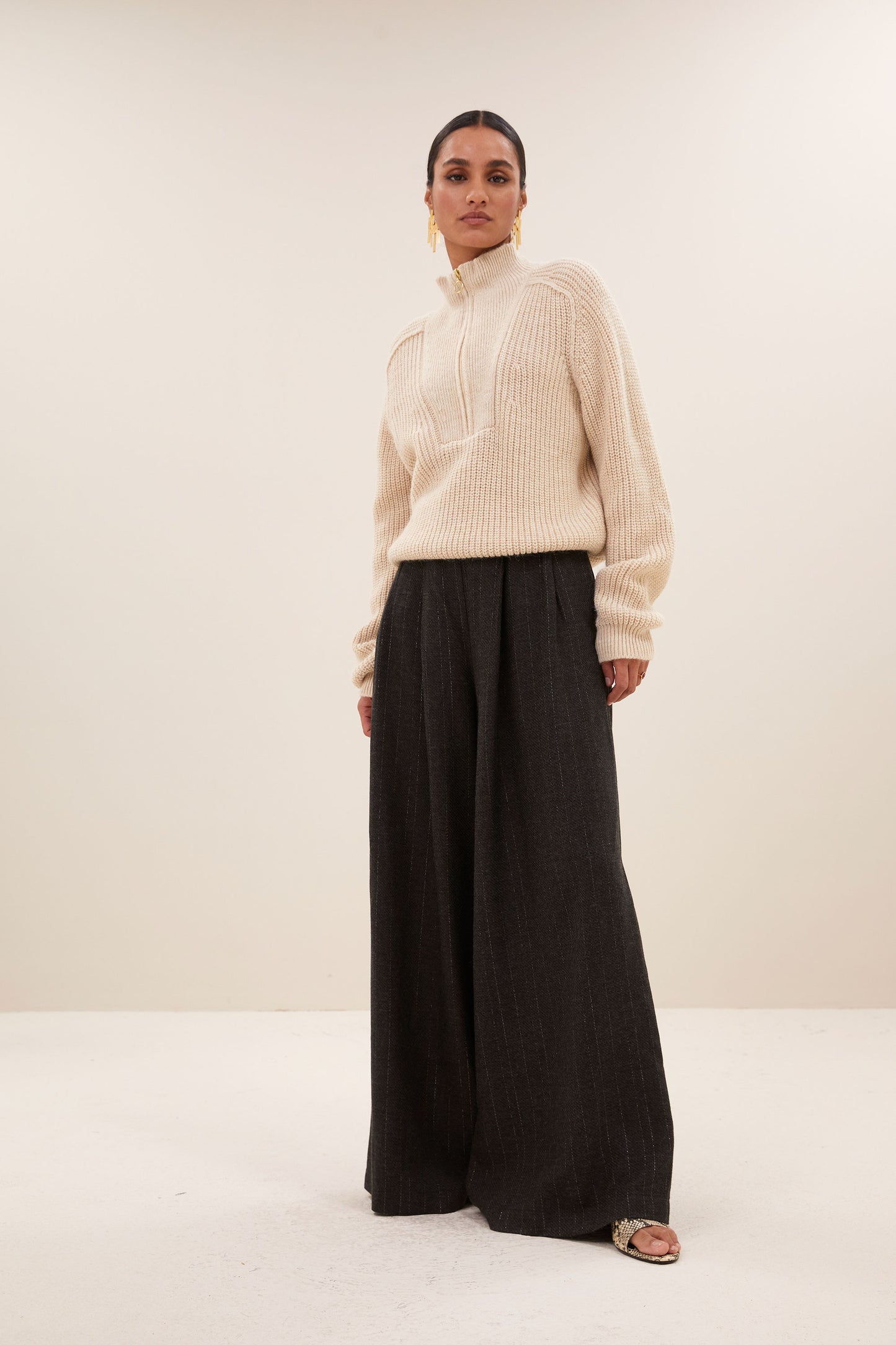 Pull belle avec zip écru