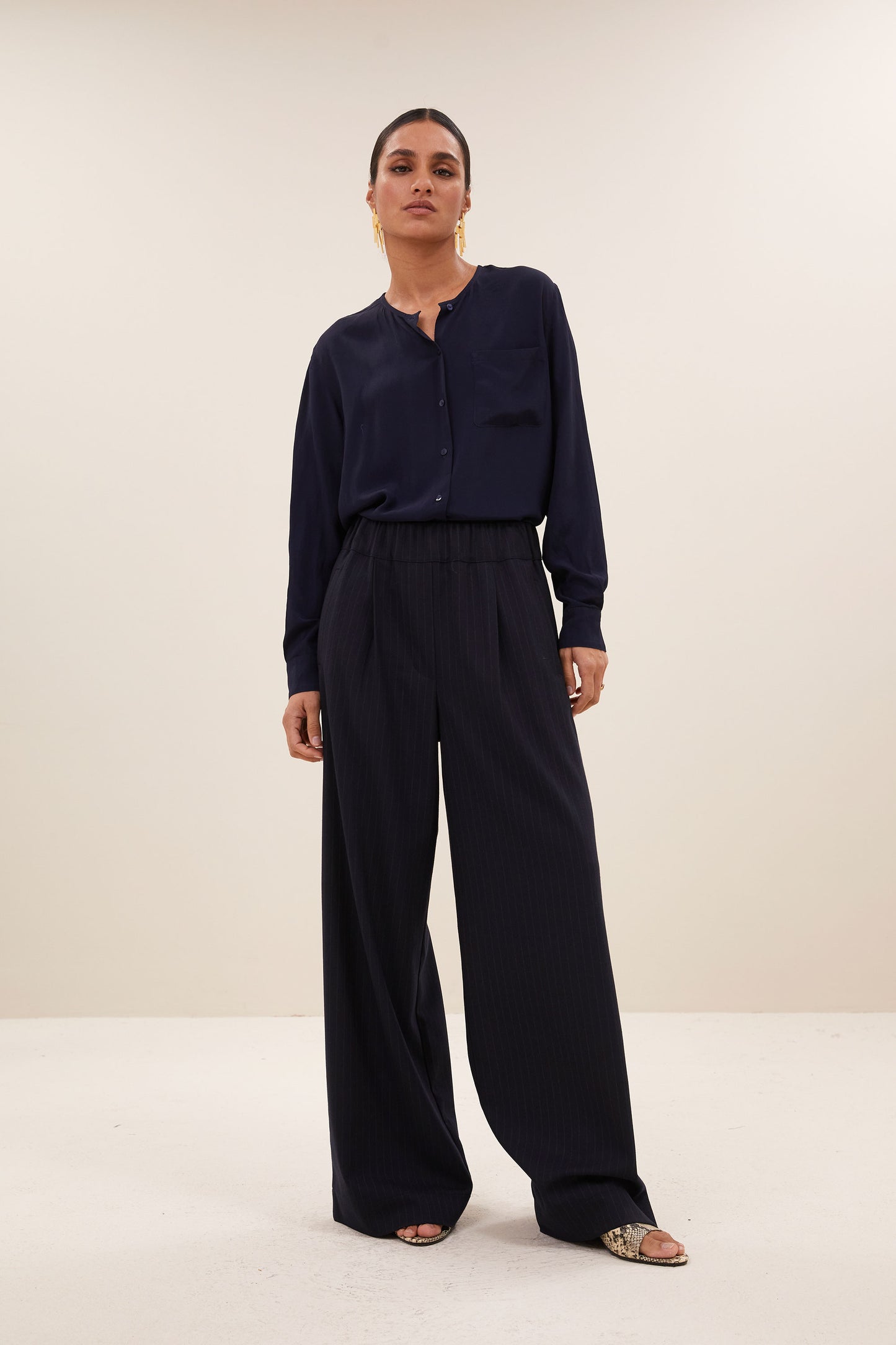 Pantalon benji bleu metallic