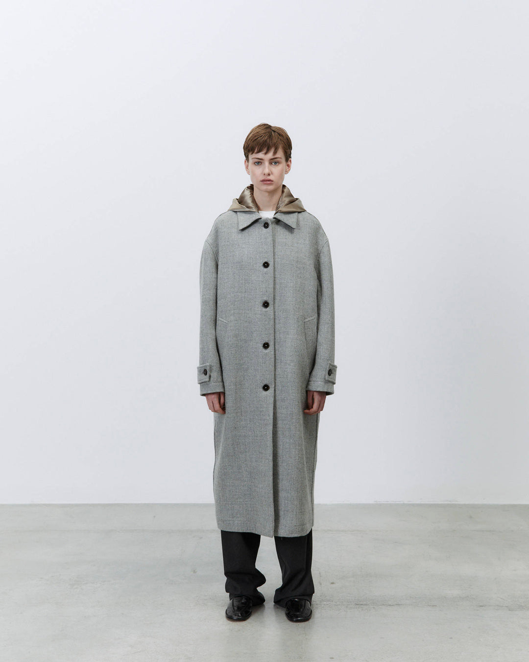 Manteau à capuche double lungo Grey
