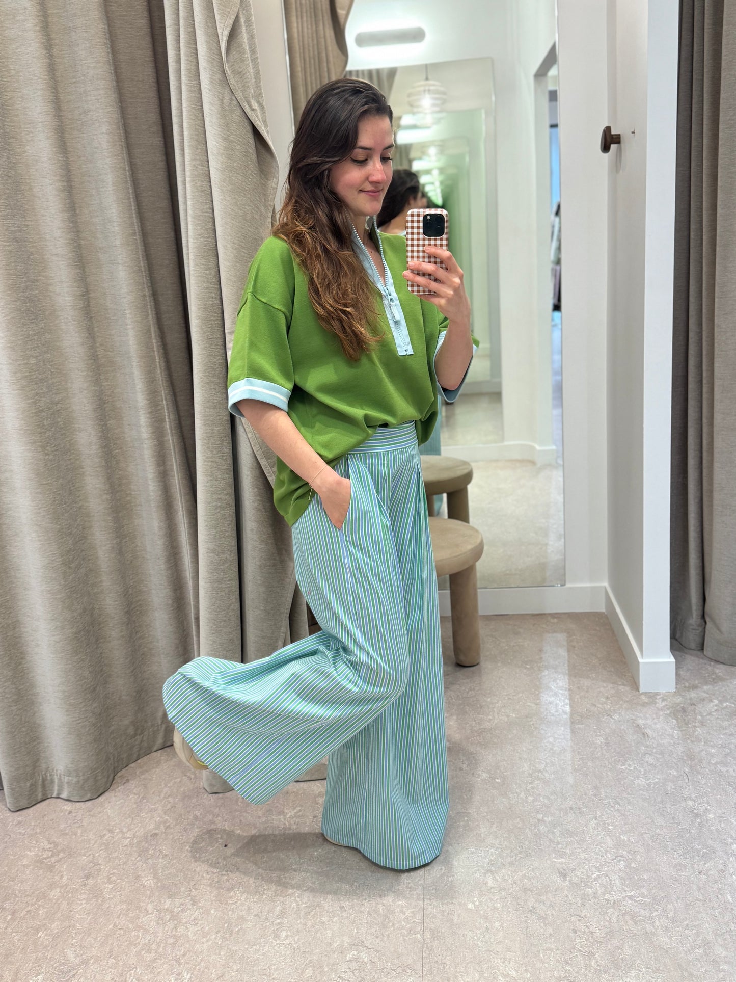 Pantalon Marian vert et bleu