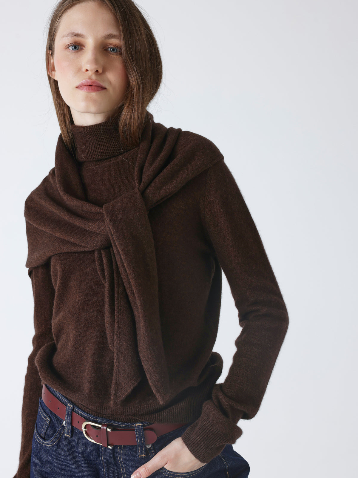 Echarpe triangle marron chocolat