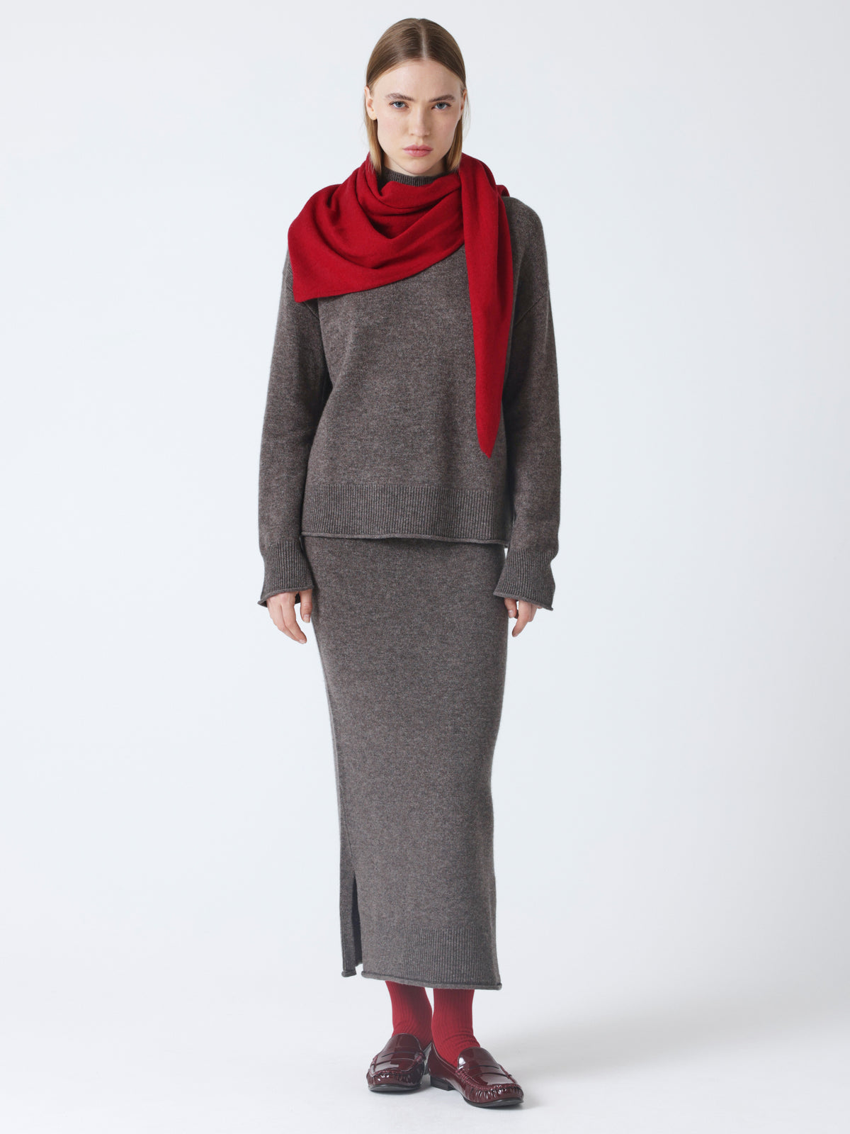 Echarpe triangle cerise