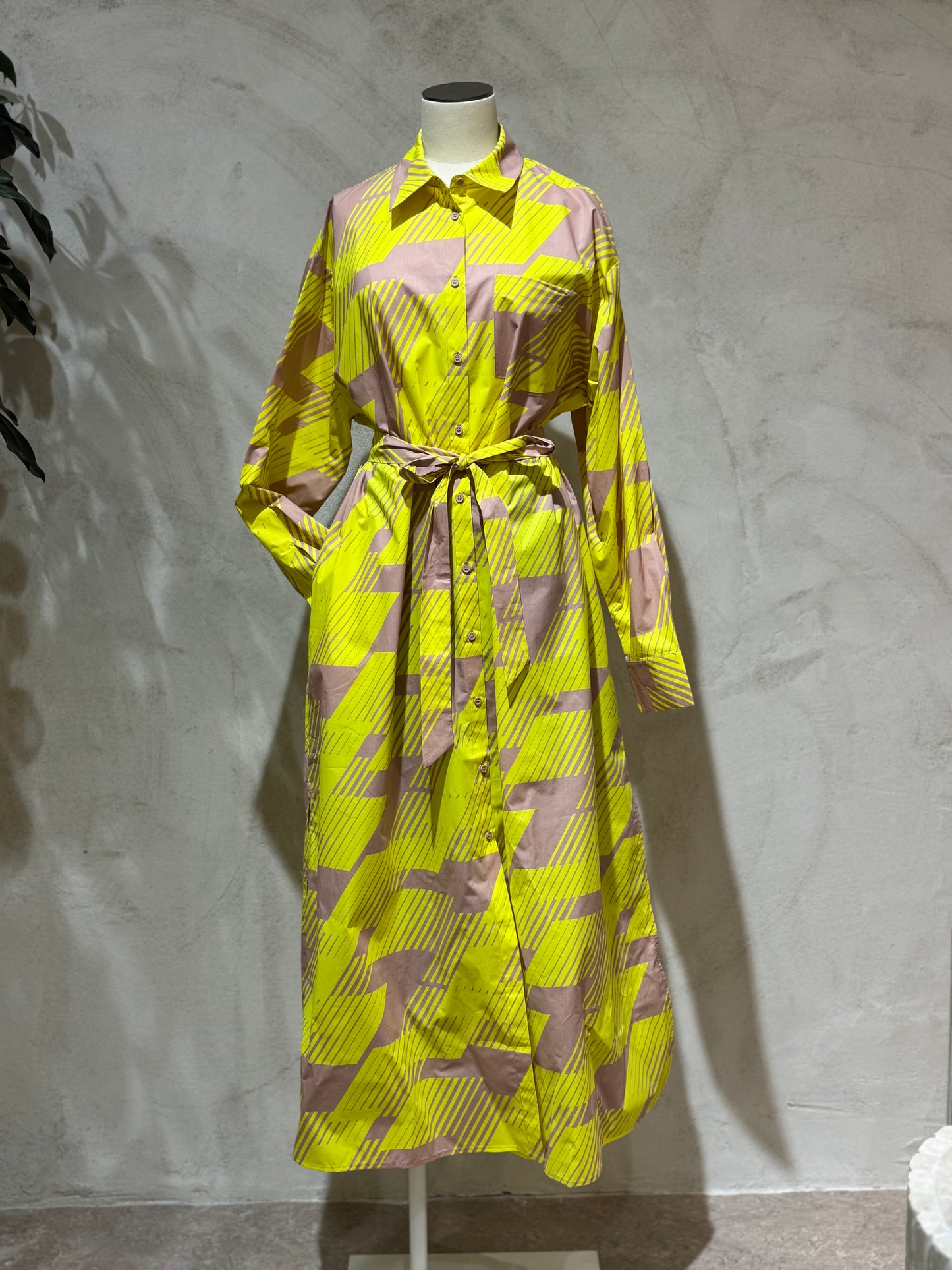 Robe chemise Jada jaune et rose