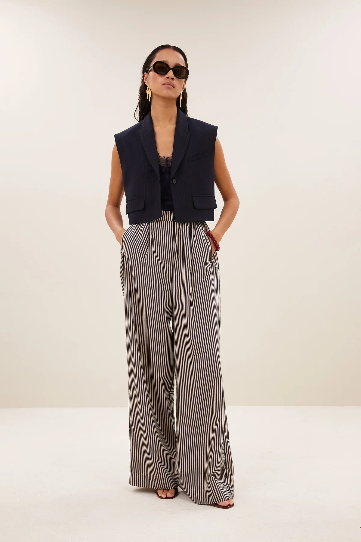 Gilet Bobi pinstripe bleu marine