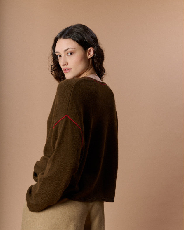 Pull Keith marron et rouge