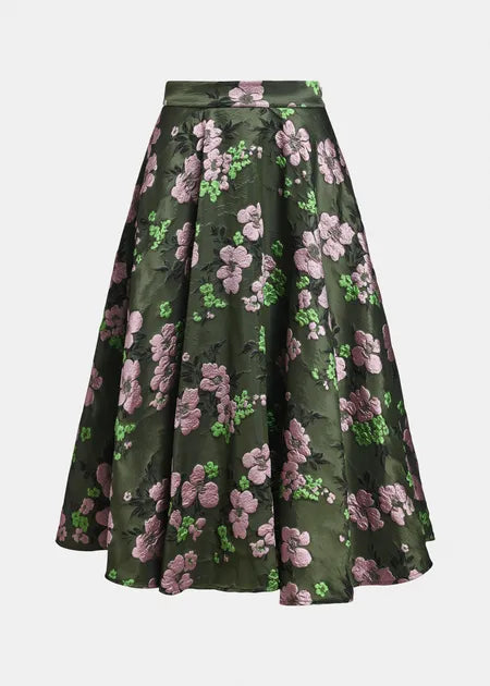 Jupe verte Kathyanne à fleurs