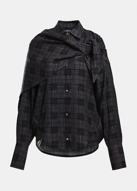 Chemise noire à carreaux Kiss