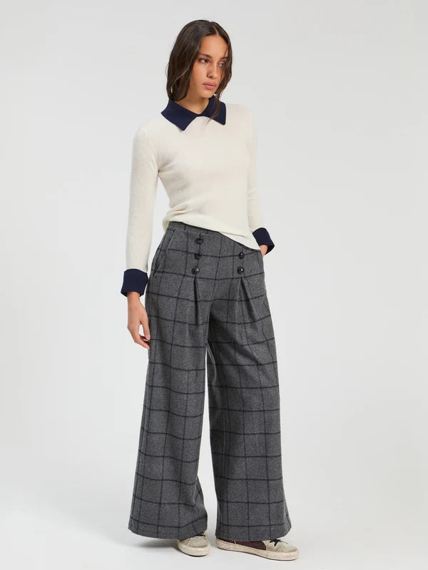 Pantalon Maya gris à carreaux