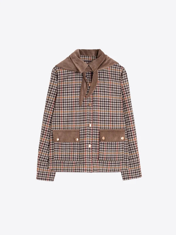 Veste pied-de-poule à capuche amovible Kent