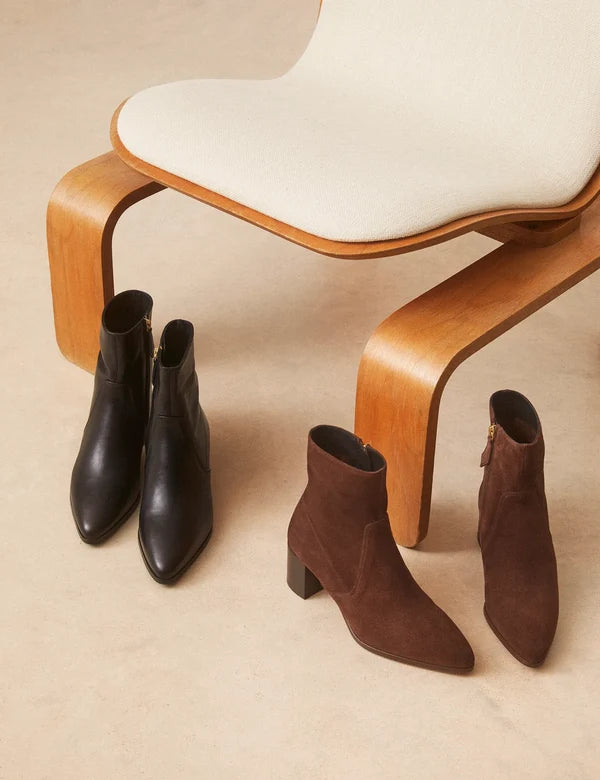 Bottines n°556 cuir suède marron chocolat