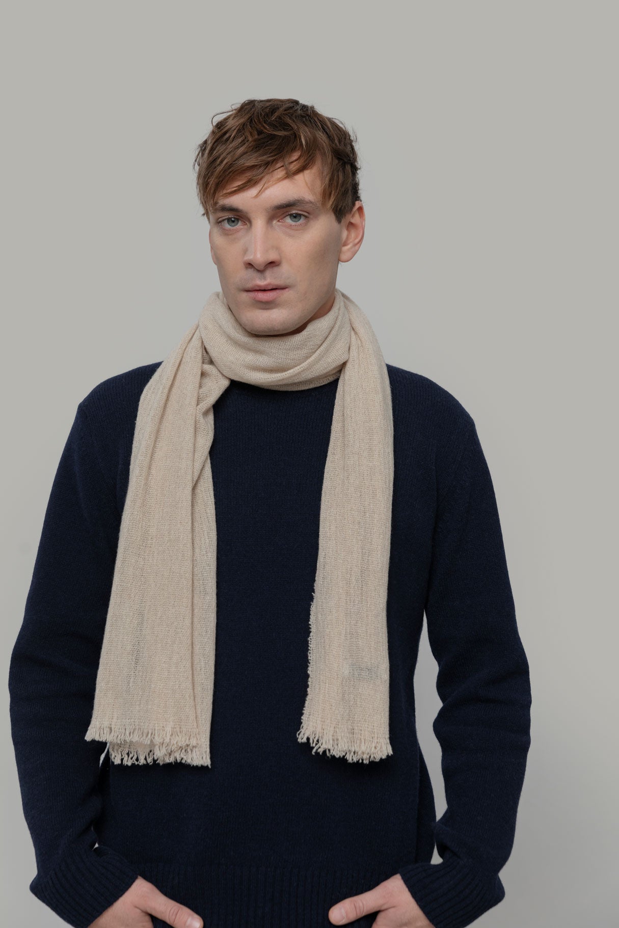 Echarpe zefiro cachemire recyclé beige