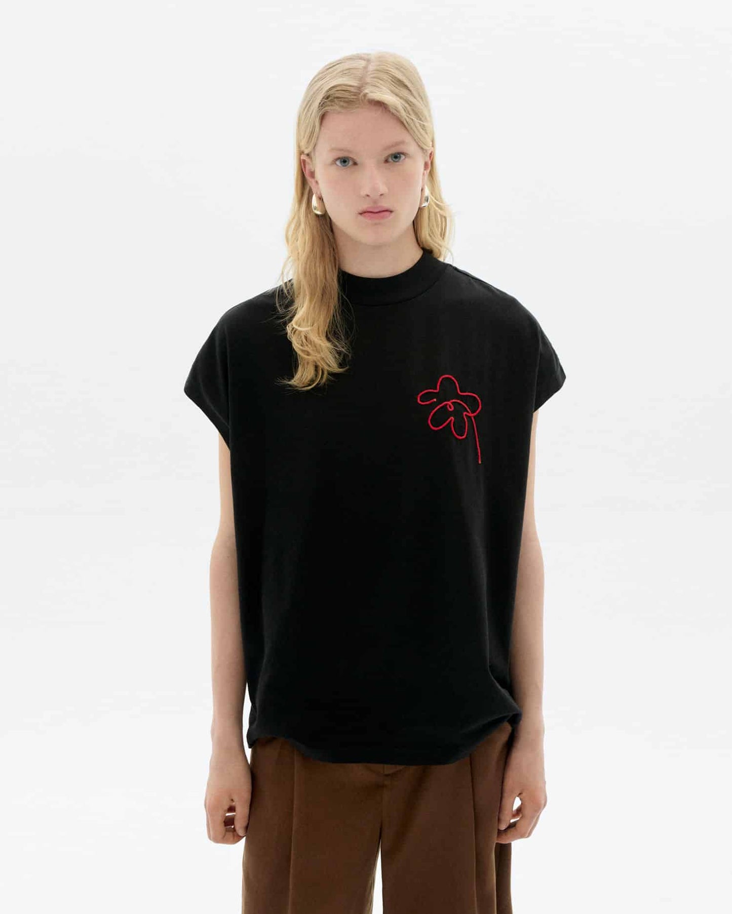 T-shirt avec fleur Volta noir