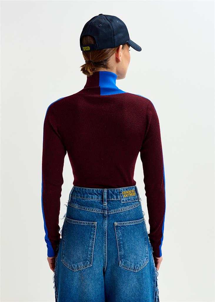 Pull Iffort bordeau/bleu