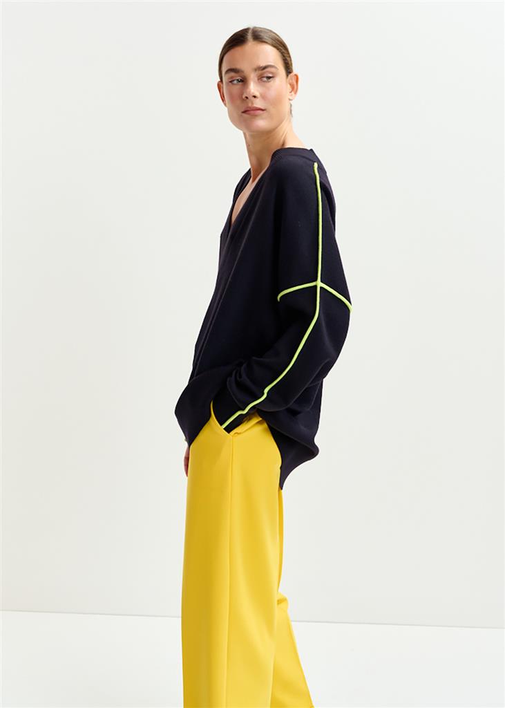 Pull Inside contrasté noir et jaune
