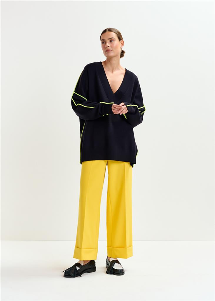 Pull Inside contrasté noir et jaune