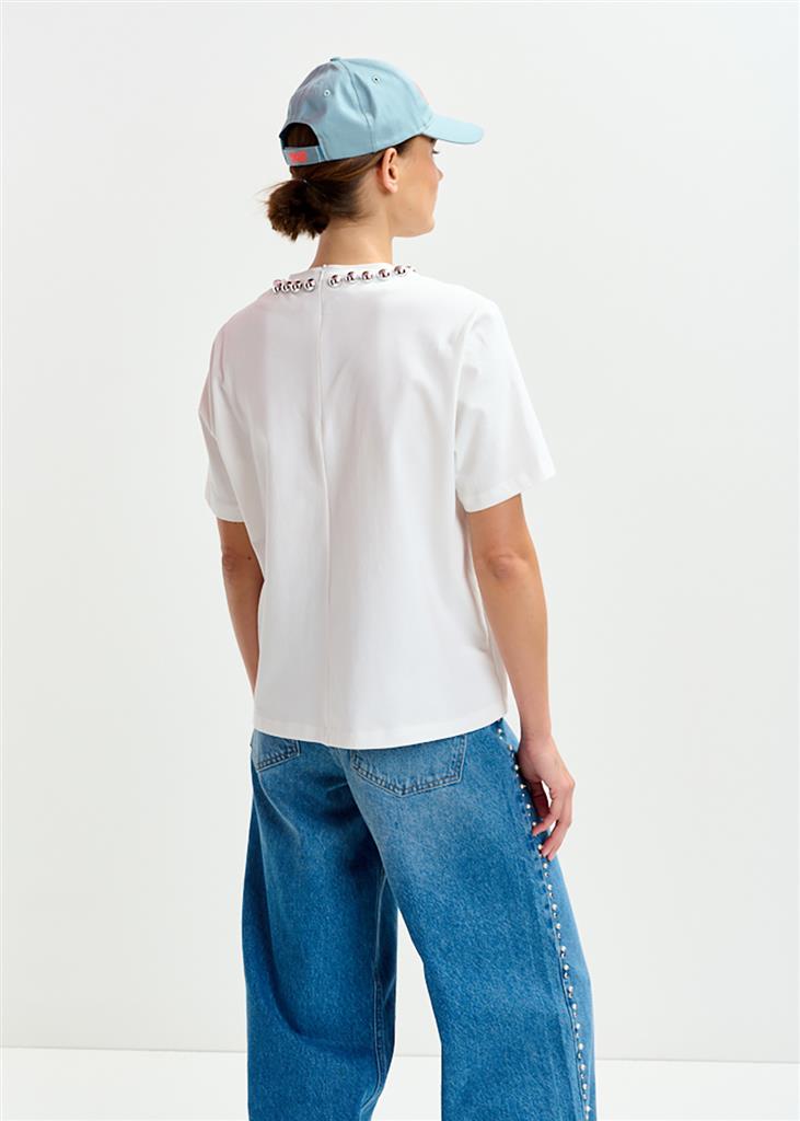 T-shirt Intenso blanc avec perles