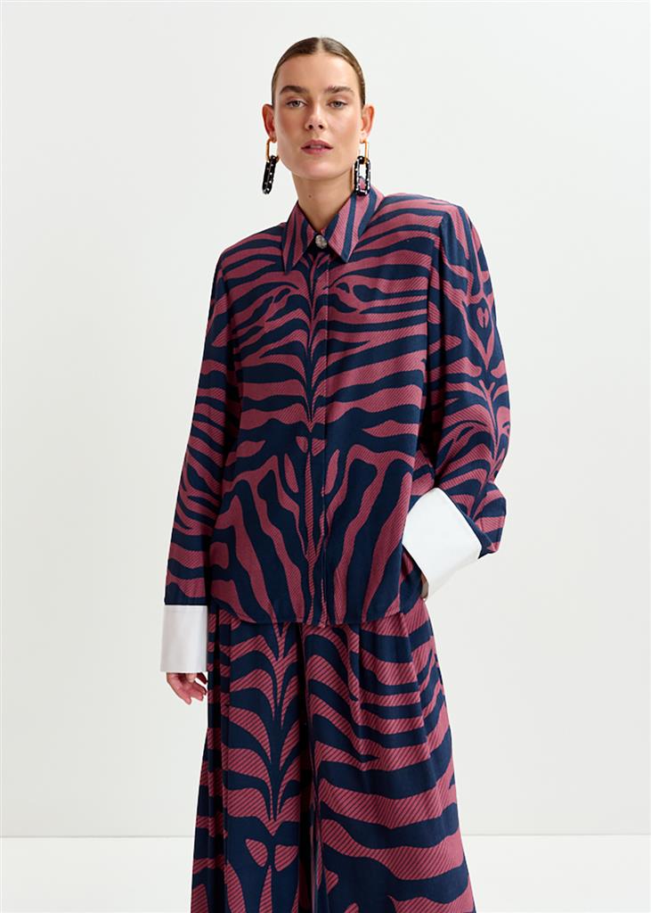 Chemise zèbre Ishow bordeau
