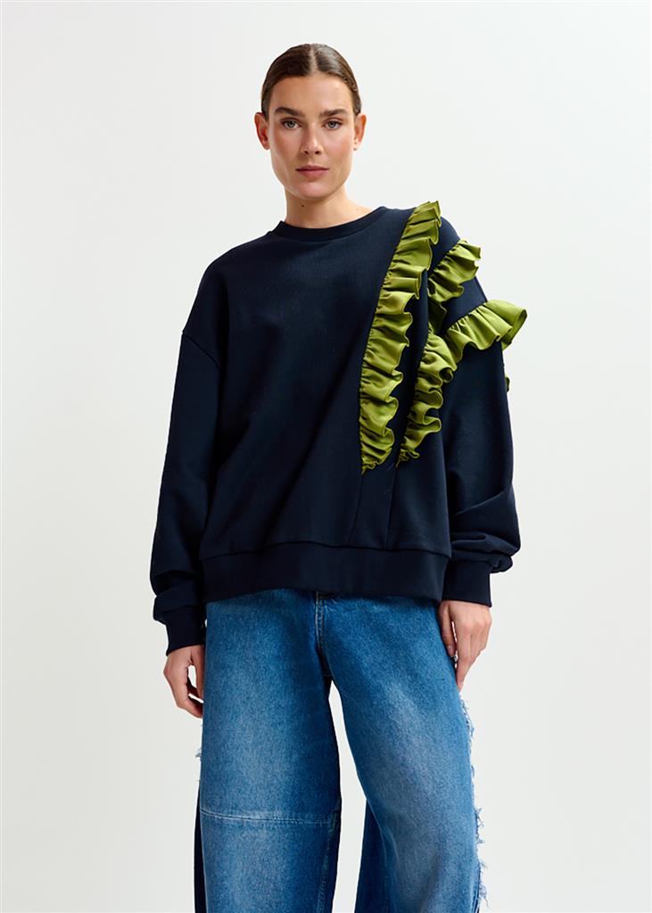 Sweat Iwave bleu marine/vert