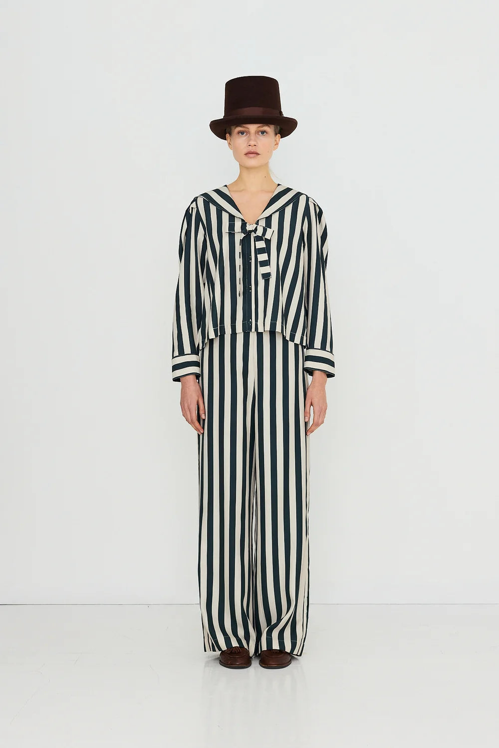 Blouse à rayures vertes