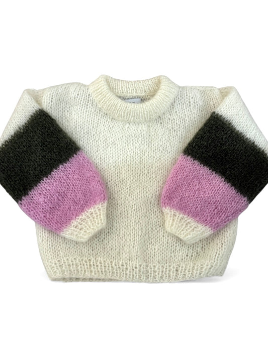 Pull custom écru/kaki/rose