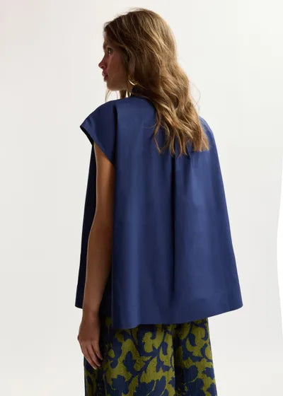 Top lavallière Jalaysia sans manches bleu