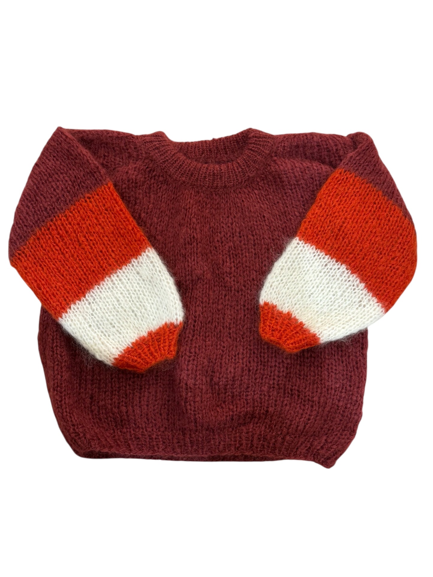 Pull custom bordeaux/orange/écru