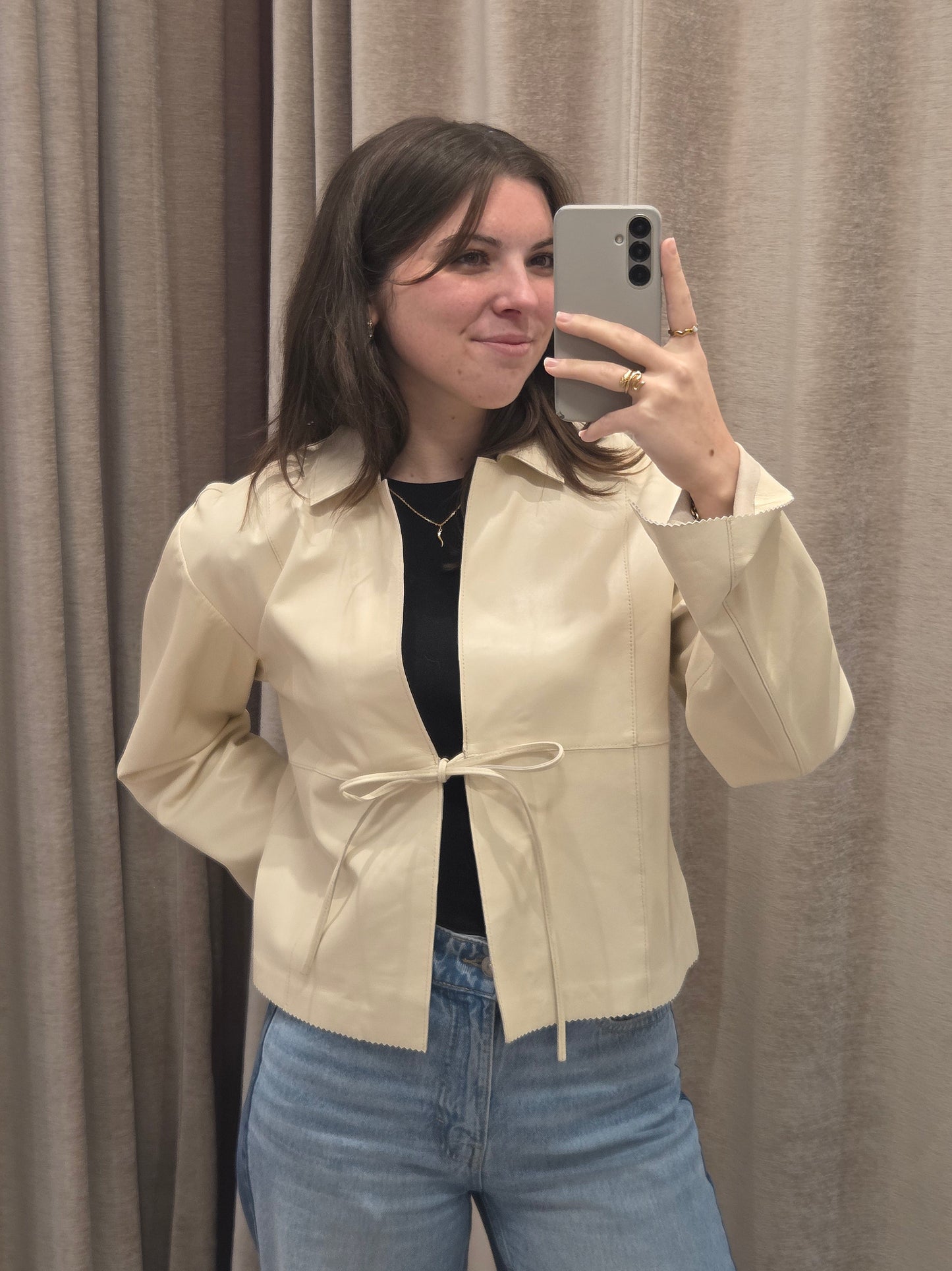 Veste cuir P6001 écru