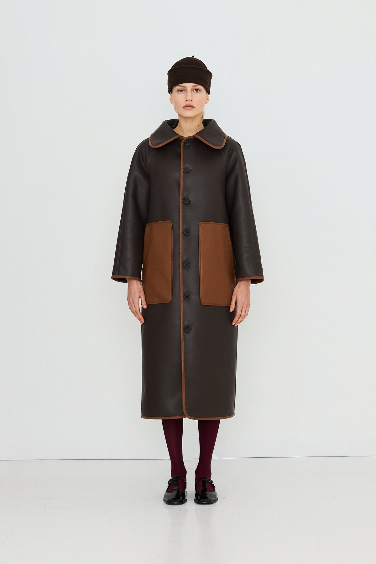 Manteau réversible fausse fourrure marron