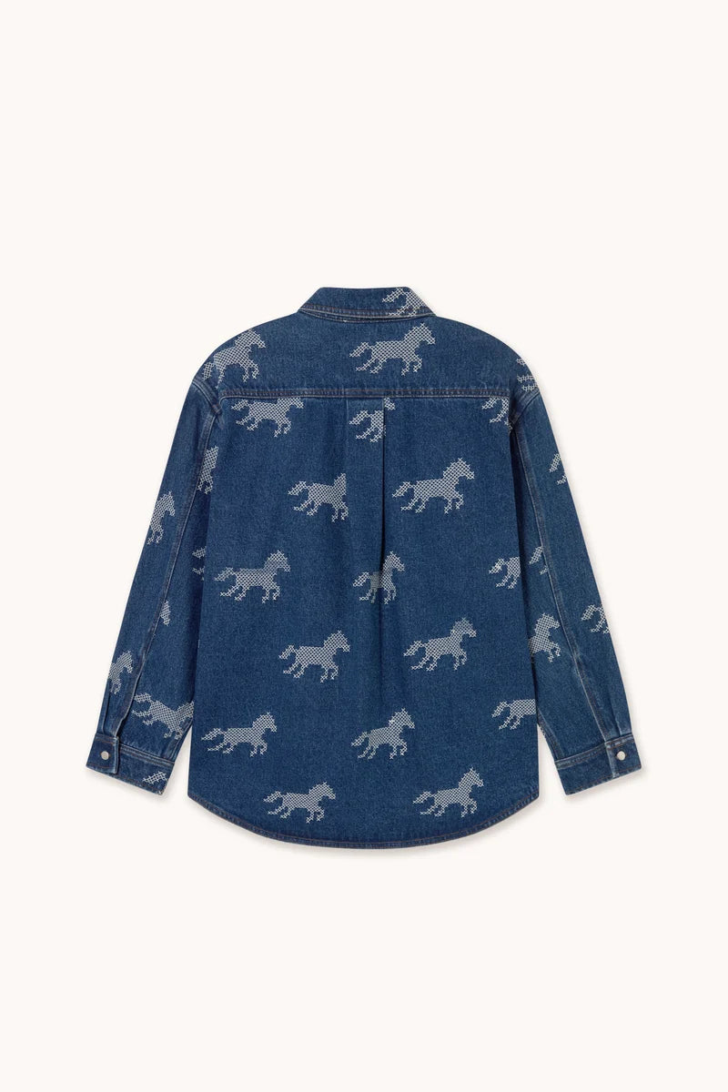 Chemise jean chevaux brodés