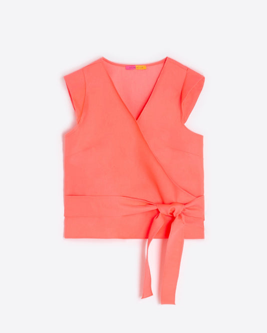 Top cache coeur rose orangé