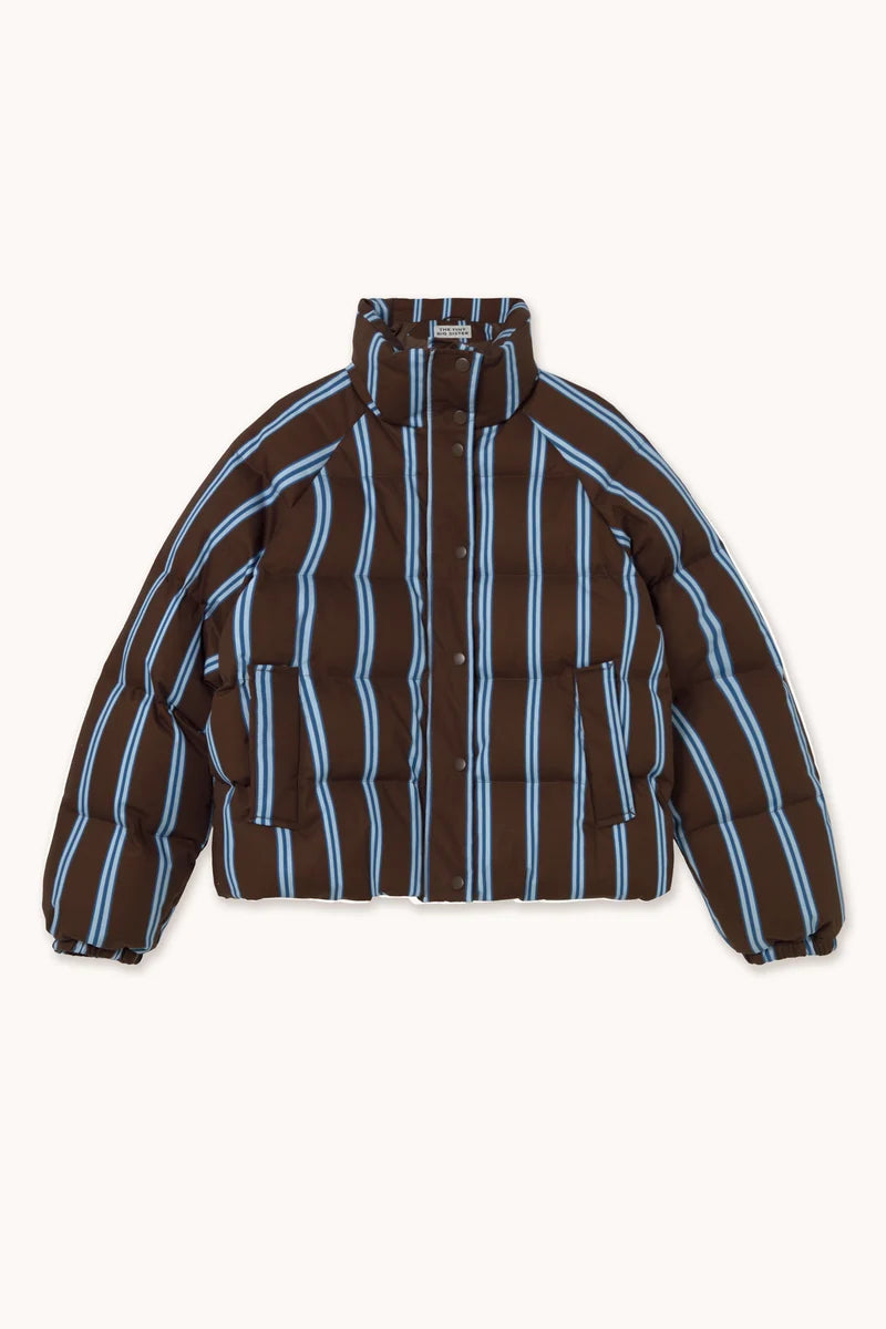 Doudoune rayée marron / bleu