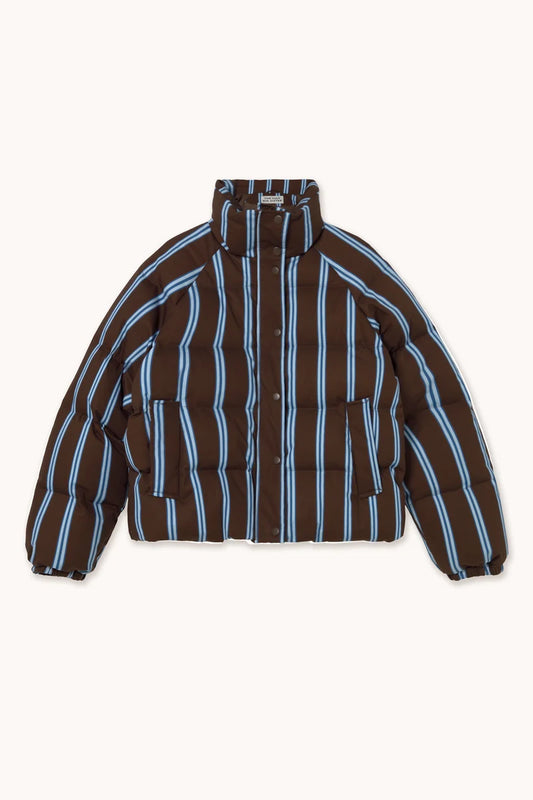 Doudoune rayée marron / bleu