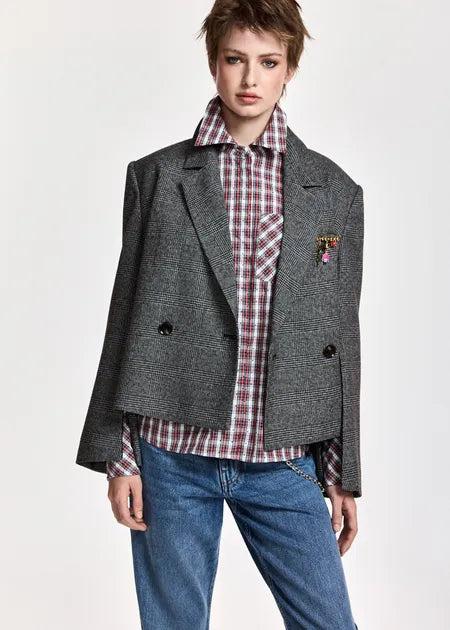 Blazer court Kiana gris