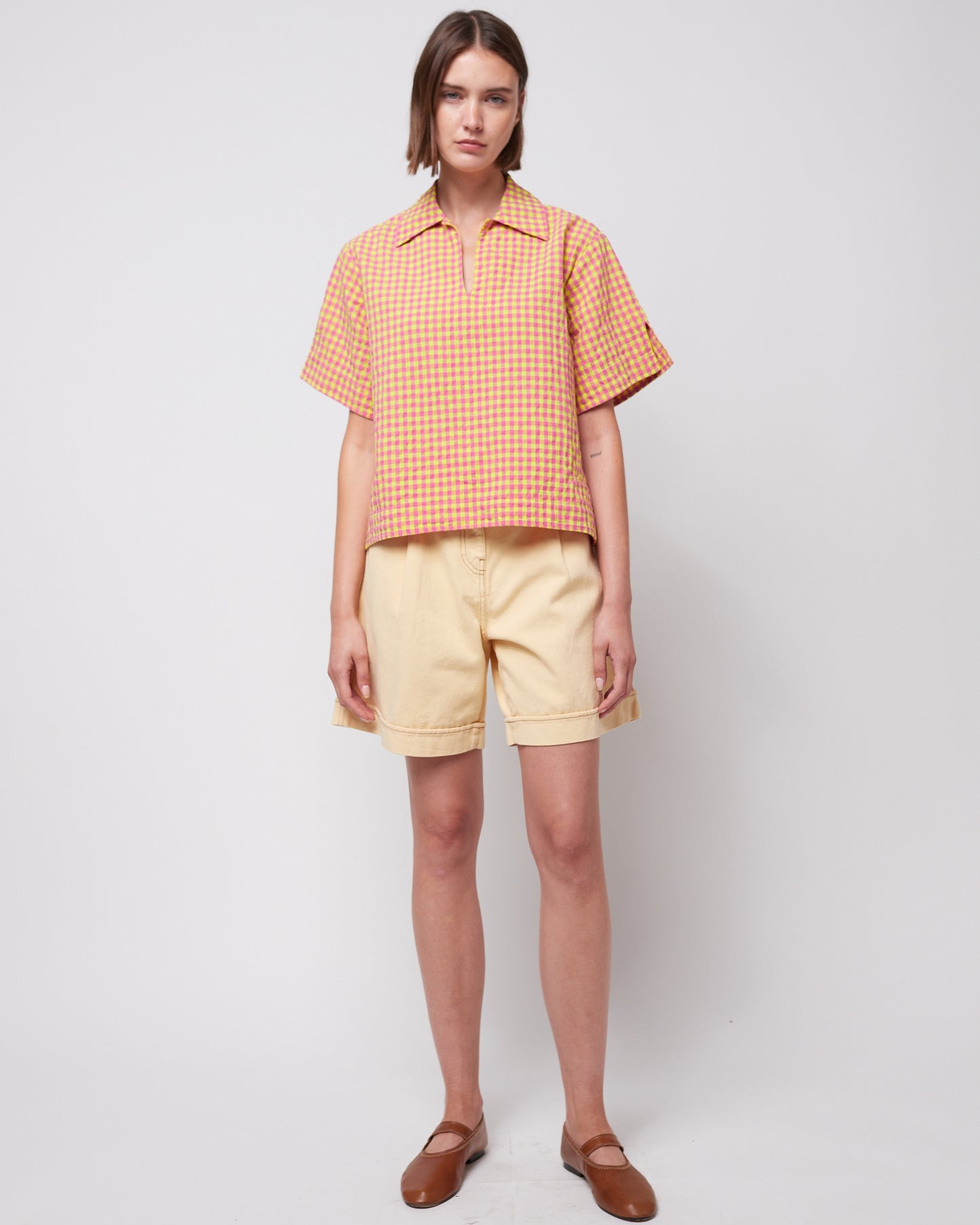 Top vichy rose et jaune