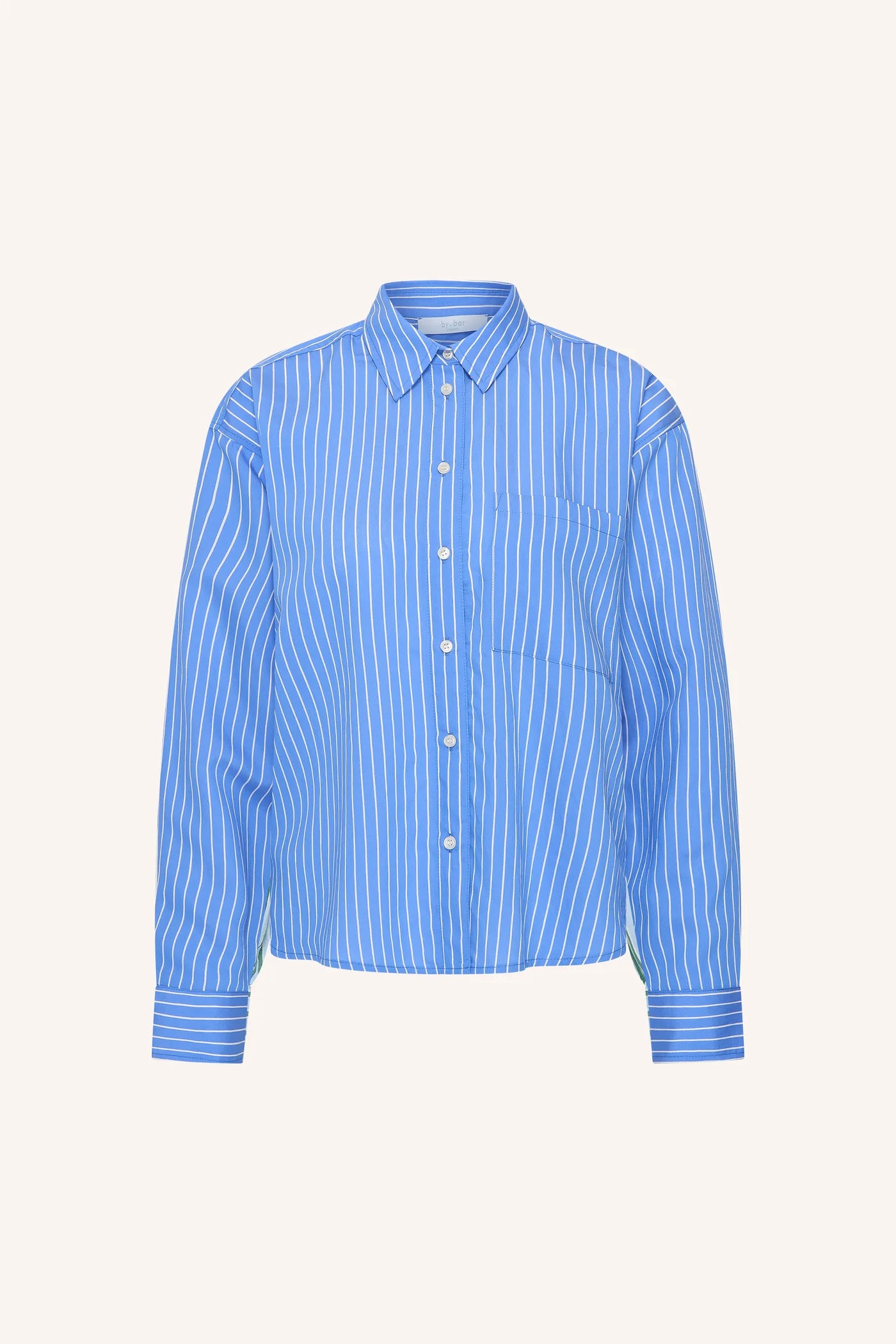 Blouse lise bleue à rayures