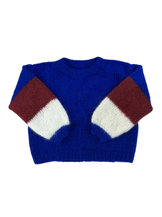 Pull custom bleu/bordeaux/écru