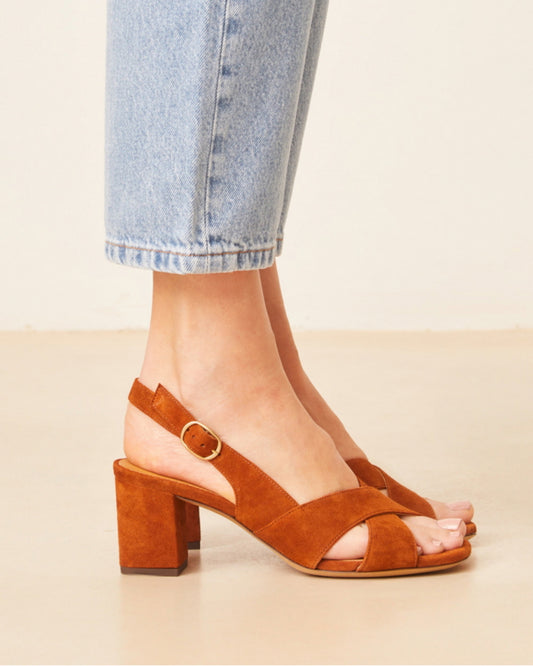 Sandales n°652 suede cognac