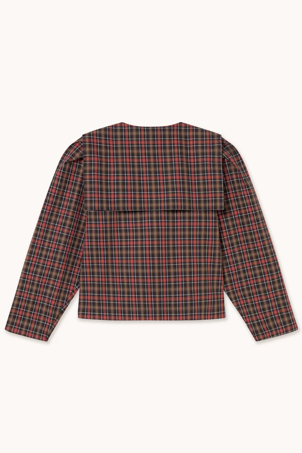 Blouse à carreaux rouge et marron