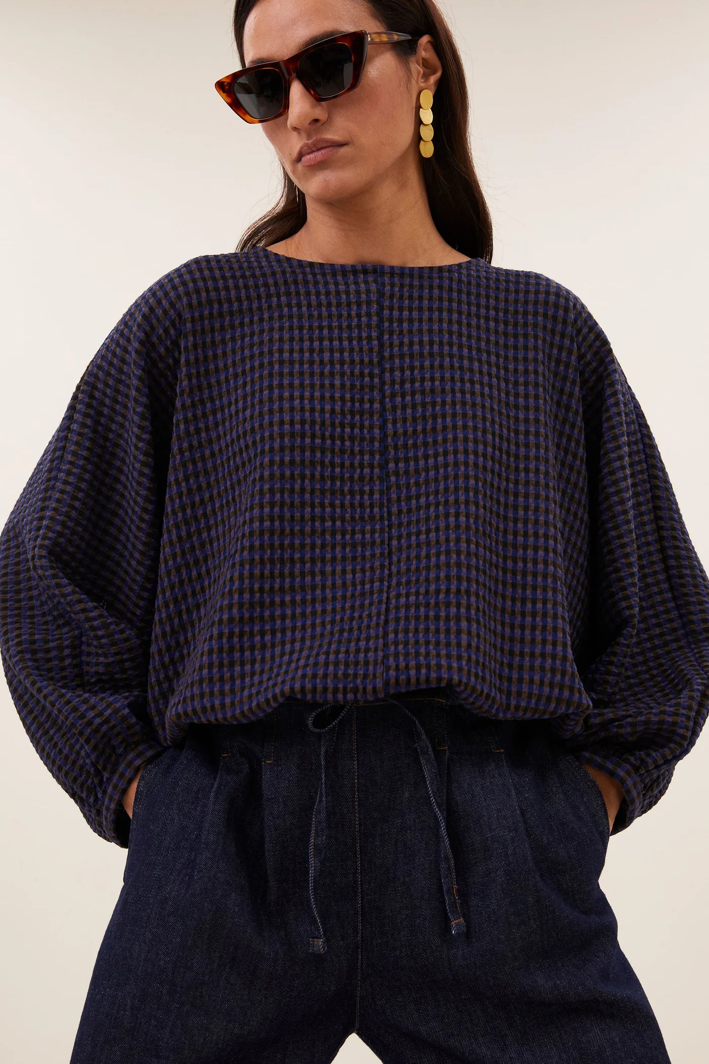 Blouse gaya galaxy check