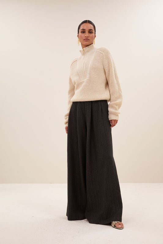 Pull belle avec zip écru