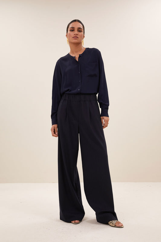 Pantalon benji bleu metallic