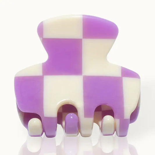 Petite barette lavande carreaux
