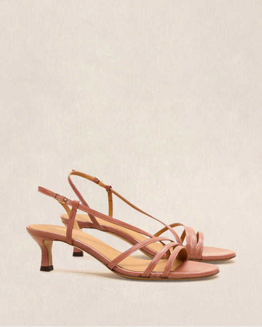 Sandales n°464 cuir vernis rose poudré
