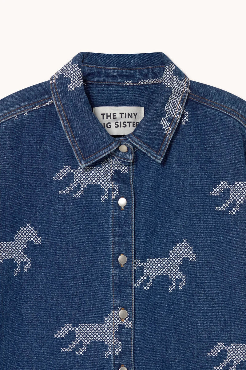 Chemise jean chevaux brodés