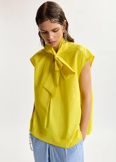 Top lavallière Jalaysia sans manches jaune