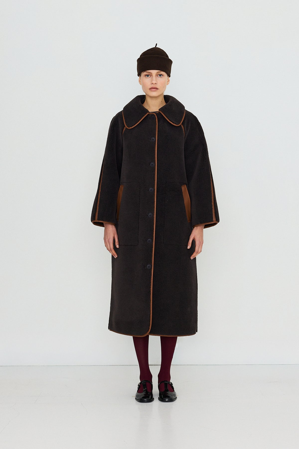 Manteau réversible fausse fourrure marron