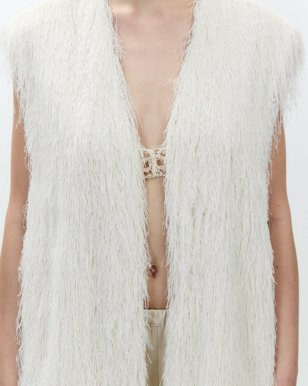 Veste écru à franges